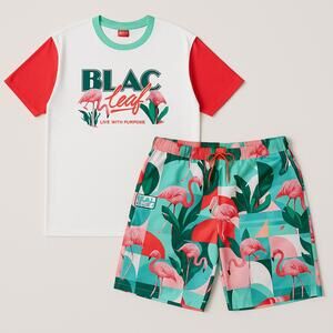 Blac Leaf Flamingo Tropical Matching Set – Shirt & Shorts (4XL) 🔥